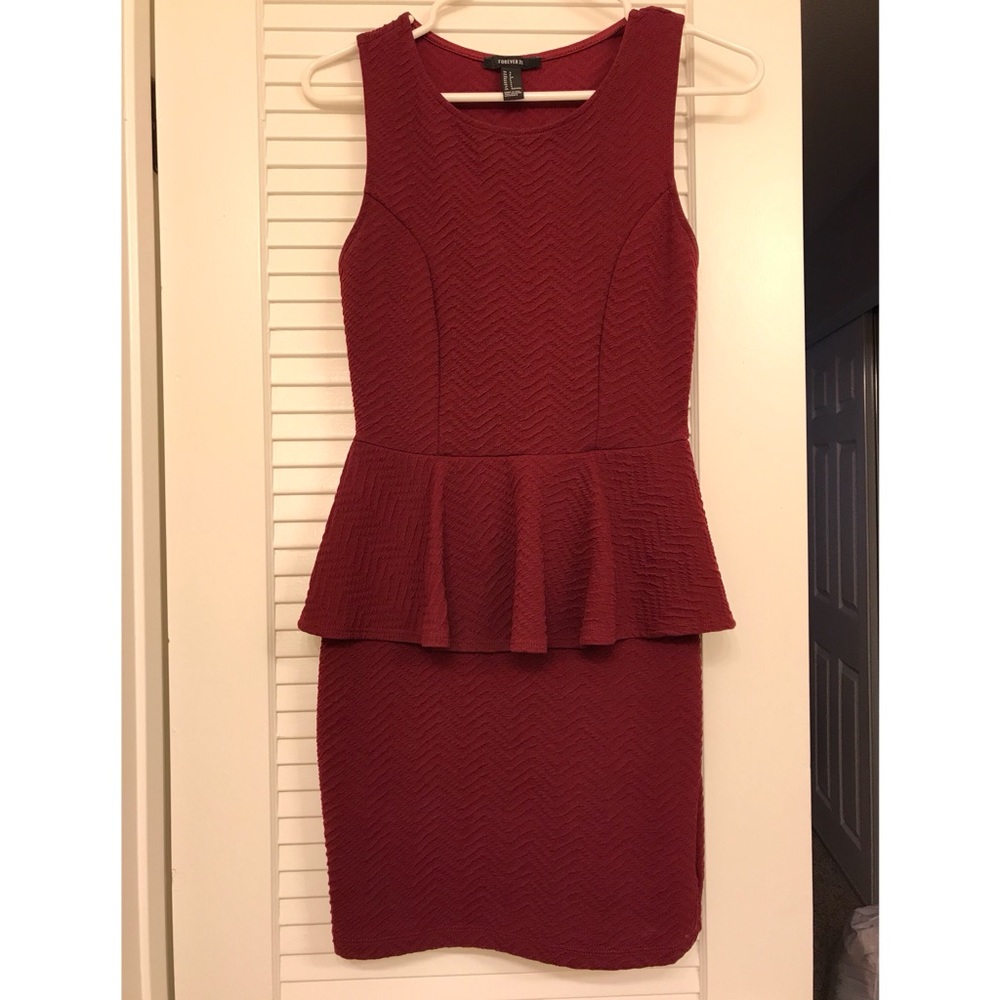 Burgundy Peplum Dress